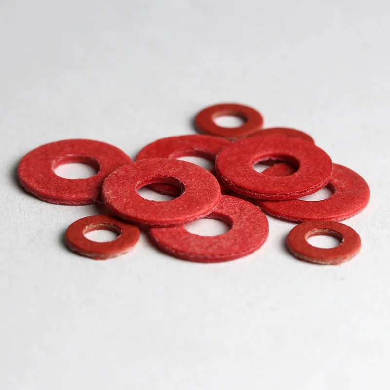 Red Fiber Electrical Insulating Washers custom-cut sample