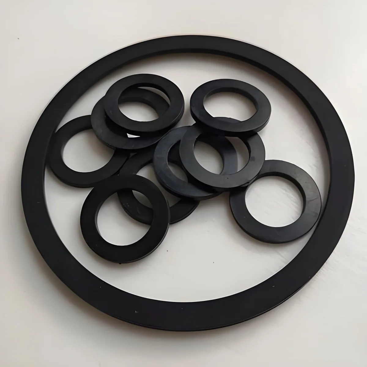 Custom rubber frame gasket with internal cutouts